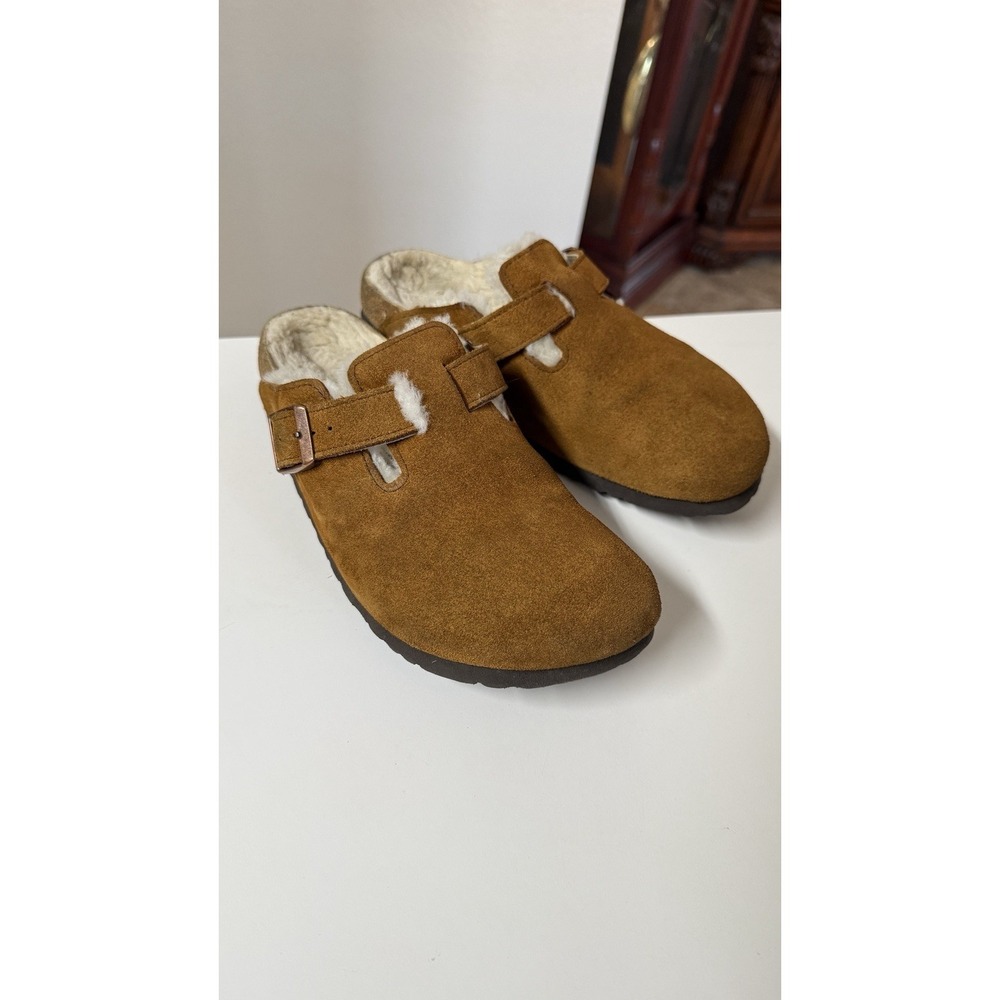 Birkenstock Boston Shearling Clogs Mink Suede EU 39 US 8 Regular Brown